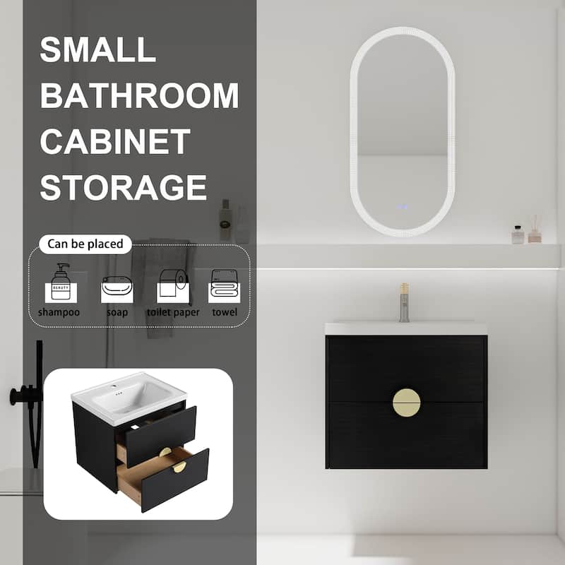 Bathroom Vanity With Sink In 24/28/30/60 Inch, Floating Bathroom Vanity With Soft Close Drawer