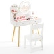preview thumbnail 1 of 8, Gymax Kids Vanity Set w/ Lighted Mirror Princess Makeup Dressing Desk White