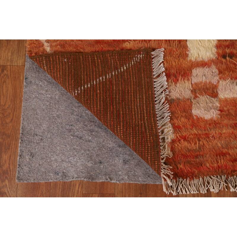 Hand Knotted Oriental 100% Wool Carpet Modern Tribal Oranges & Rust Moroccan Area Rug - 7' 8'' X 5' 6''