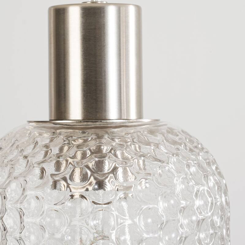 1/3-Light Modern Glam Bell-Shaped Adjustable Island Pendant Light with Clear/Blue/Amber Textured Glass