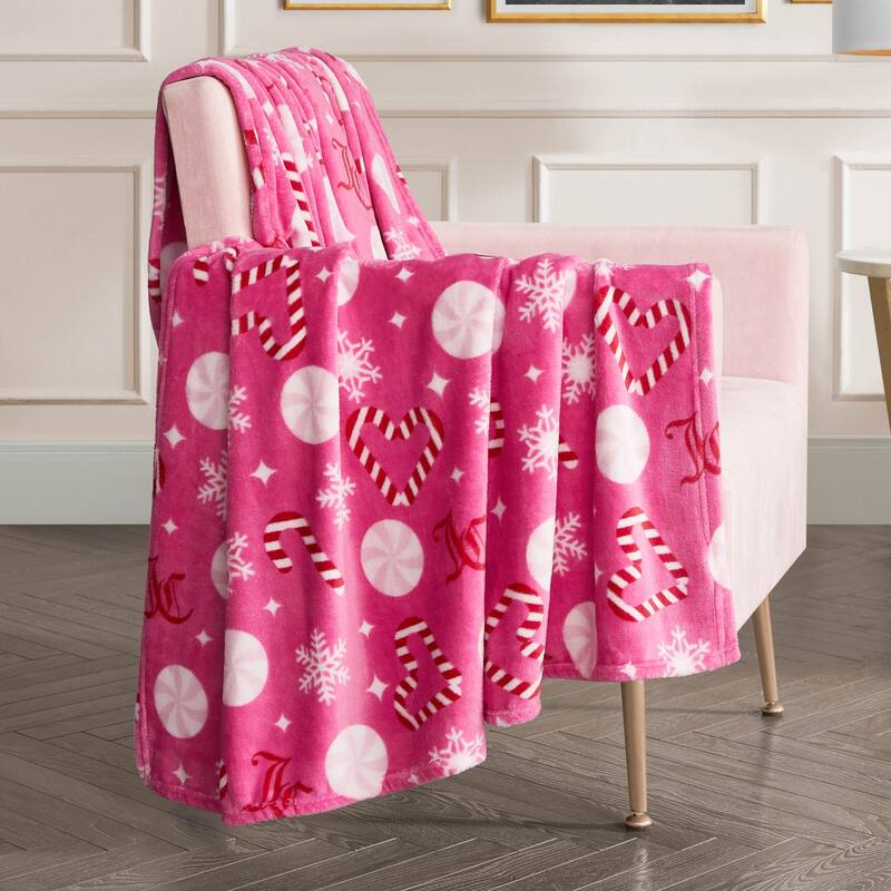 Juicy Couture Holiday Plush Throw Blankets