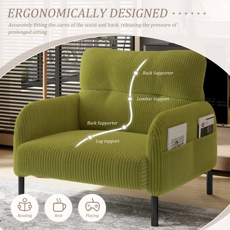 Side Chair Accent Chair Office Chair, Comfortable Coffee Chair Lobby Chair Olive Green Padded Chair Sofa Chair