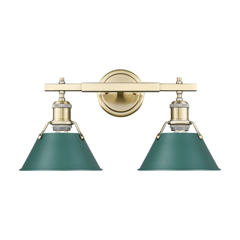 Golden Lighting Orwell 2 Light 18-1/4" Wide Bathroom Vanity Light in - Aged Brass / Pine Green Shades