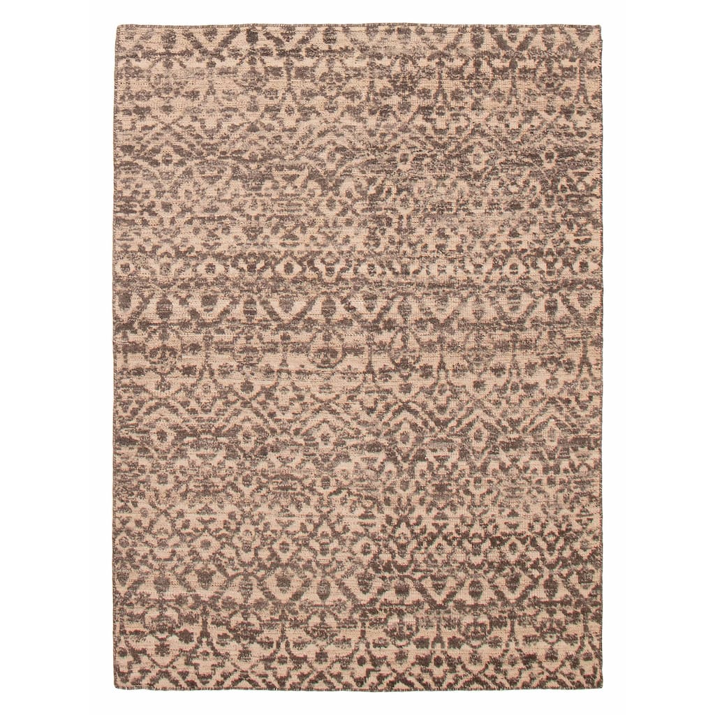 ECARPETGALLERY Hand-knotted Tangier Dark Brown, Tan Wool Rug - 5'3 x 7'3