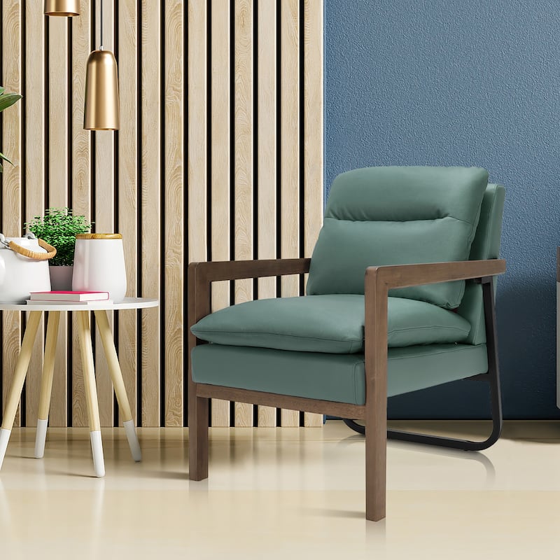 Costway Set of 2 Modern Accent Armchair Lounge Chair w/ Wood Legs & - 34.5'' x 26.5'' x 36''