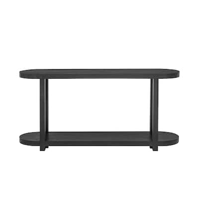 Modern Minimalist Ash Veneer Entryway Table, 63" Extra Long Console Table Living Room Sofa Table with Bottom Shelf