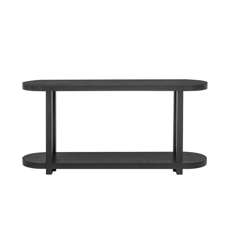 Modern Minimalist Entryway Table with Bottom Shelf, for Study Rooms Entryways Hallways Living Rooms and Foyers, Black