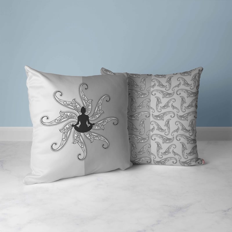 Silver And Dark Mystic Silence Faux Suede Throw Pillow Zipper