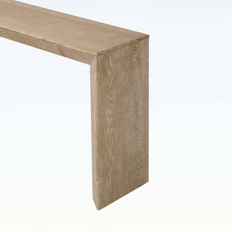 Farmhouse Console Table with 2 Concealed Drawers,Waterfall Edge,Thick Legs