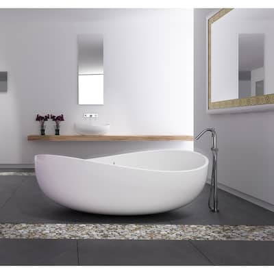 Newport 71" Solid Surface Freestanding Soaking Bathtub in White, Gray, Black