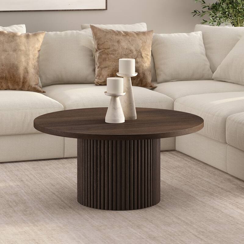 Rollan 32" Wide Round Fluted Coffee Table - 32" Wide