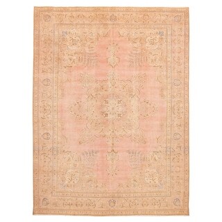 ECARPETGALLERY Hand-knotted Antalya Vintage Light Pink Wool Rug - 9'7 x 12'10