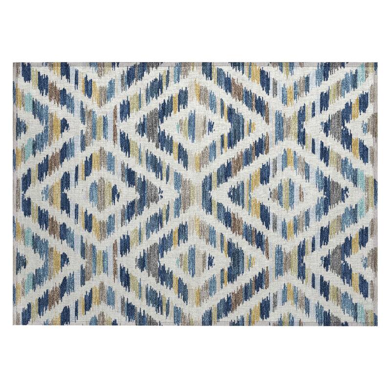 Machine Washable Indoor/ Outdoor Global Diamdon Chantille Rug