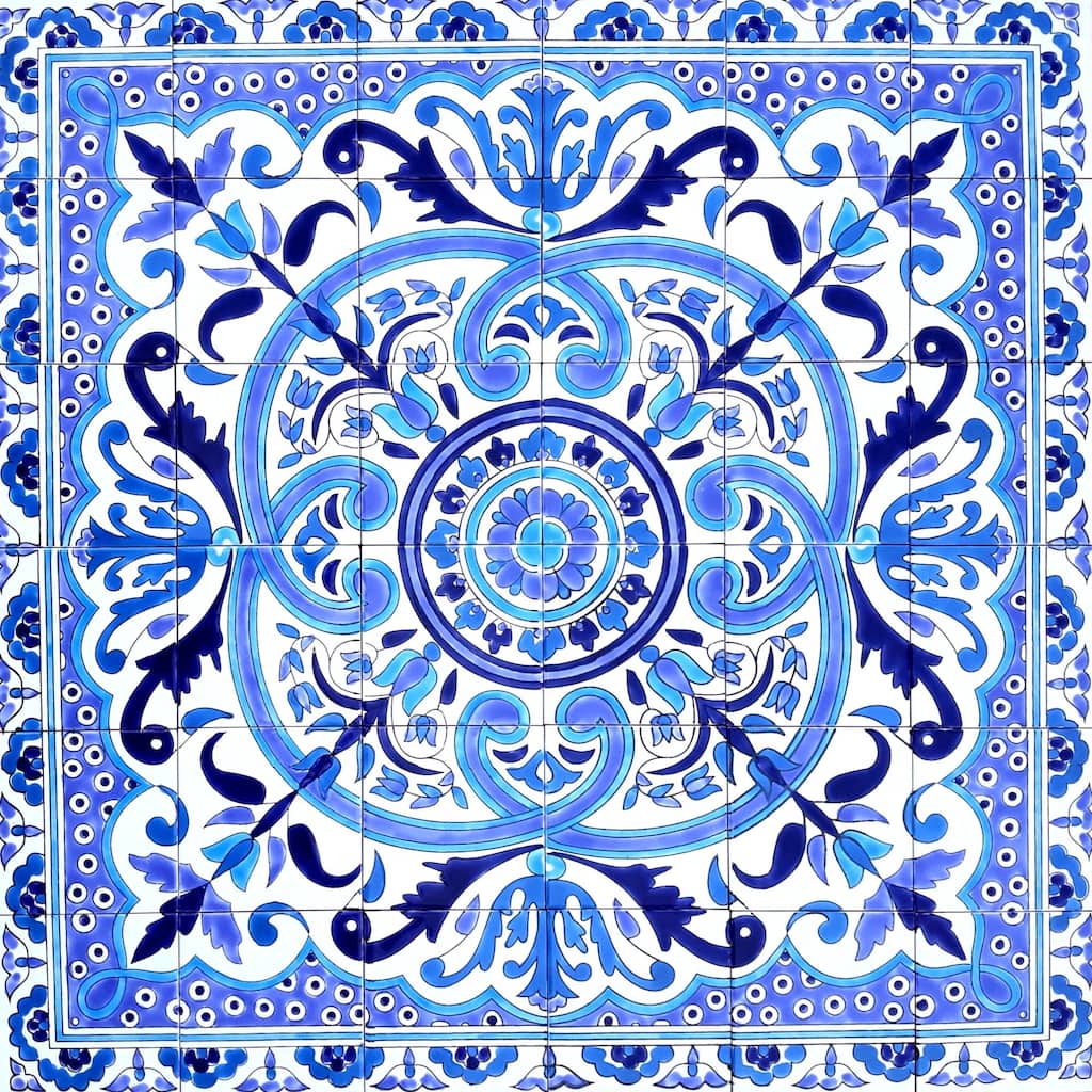 36in x 36in Mosaic Medallion Design 36pc Tile Ceramic Wall Mural