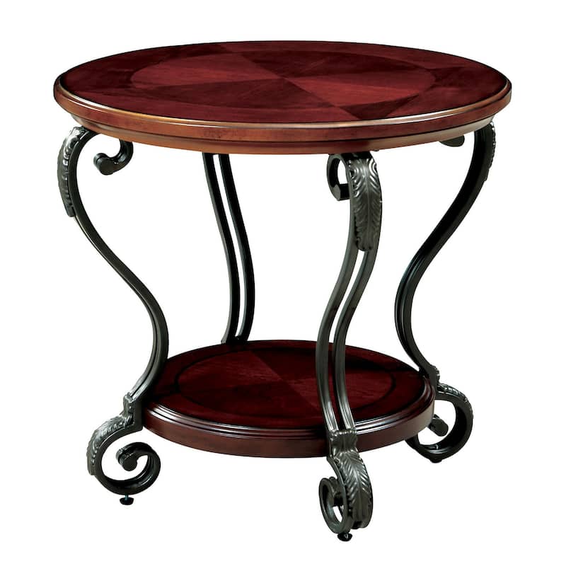 May End Table Transitional Style, Brown Cherry Finish - 26.5 H x 28 W x 28 L Inches