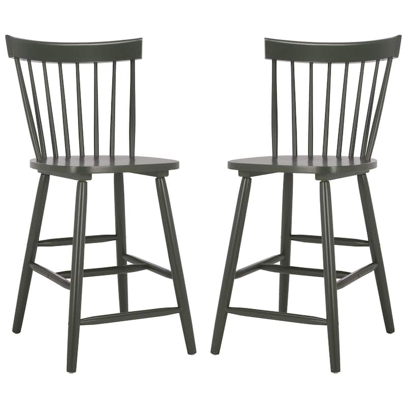 SAFAVIEH Biddie 24-inch Spindle Farmhouse Counter Stool (Set of 2) - 20" W x 21" D x 39" H - 20"W x 21"D x 39"H - Dusty Green