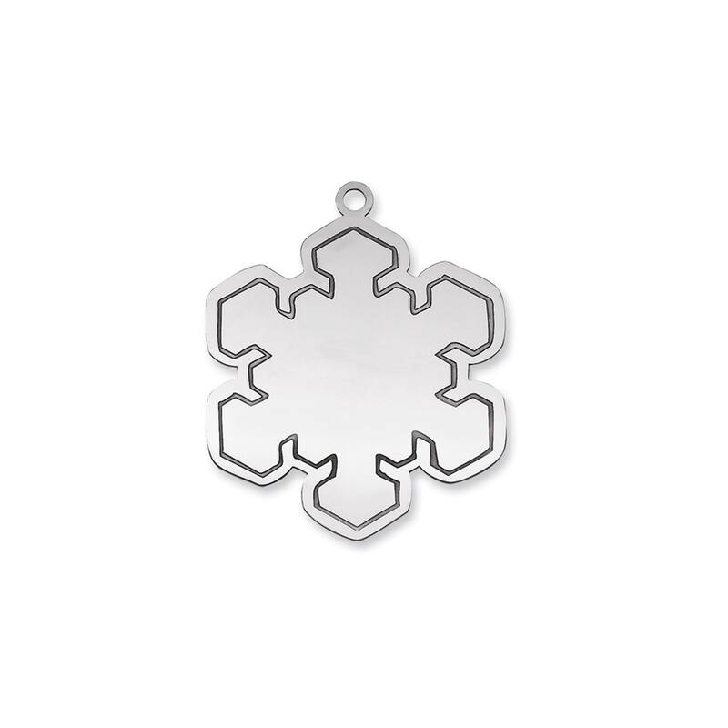 Curata Sterling Silver Rhodium-Plated Blank Christmas Snowflake Ornament
