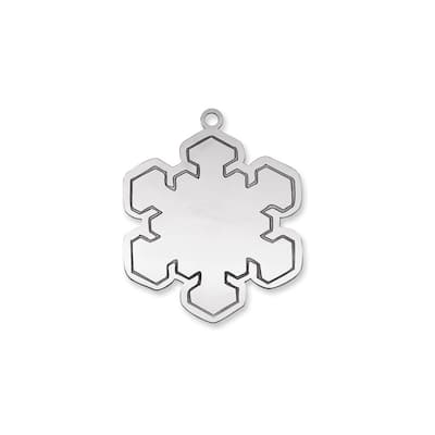 Curata Sterling Silver Rhodium-Plated Blank Christmas Snowflake Ornament