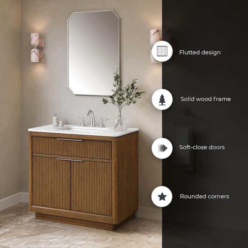 OVE Xander Bathroom Vanity with White Engineered Stone Top