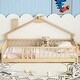 preview thumbnail 3 of 9, Natural Twin Size Pine Wood House-Shaped Bed with Guardrails, No Door