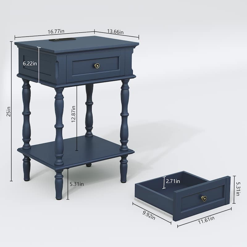 Nightstand with Built-in Charging Outlets, Minimal Assembly Needed