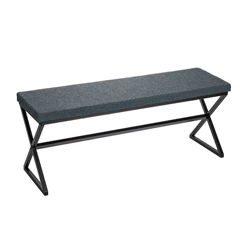Harper Metal Bench with Boucle Upholstered Cushion - 46.5"L x 14.6"W x 3.2"H