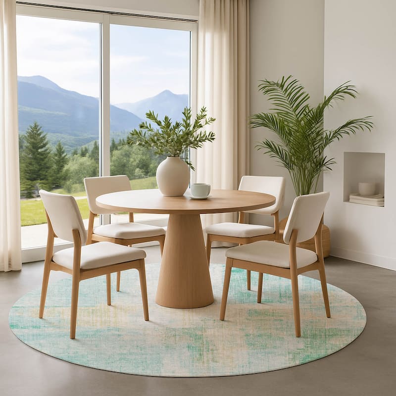 Premium Washable Super Soft Abstract Glam Mayfield Rug - Teal - 8' x 8'