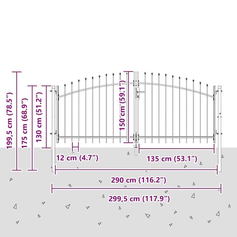 vidaXL Garden Gate with Lock Gray Steel