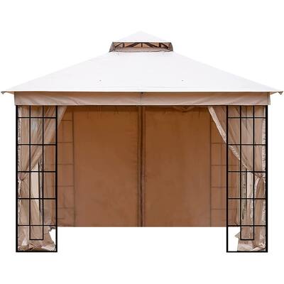 CoastShade 10x10 Garden Gazebo 4 Corner Shelves with 1 sidewall and 4 Netting