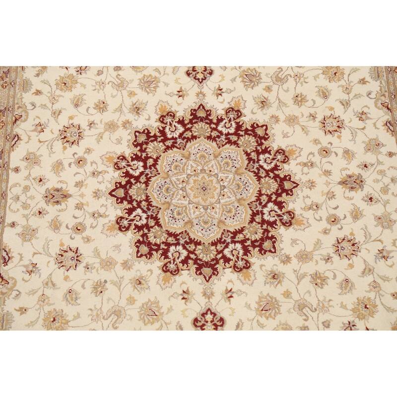 Vegetable Dye Tabriz Oriental Floral Area Rug Hand-knotted Wool Carpet - 6'4" x 10'6"