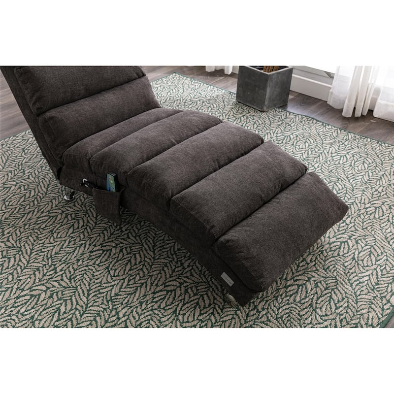 Linen Chaise Lounge Indoor Chair, Modern Long Lounger for Office or Living Room