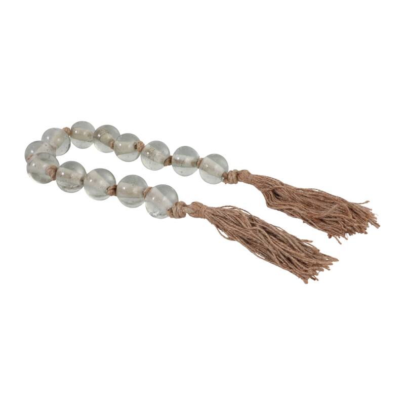 Glass Bead Garland Jute Tassels Modern Handcrafted Accent Strand