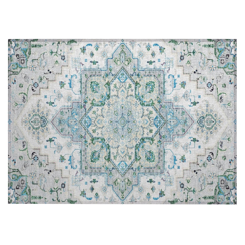 Machine Washable Indoor/ Outdoor Persian Traditional Chantille Rug