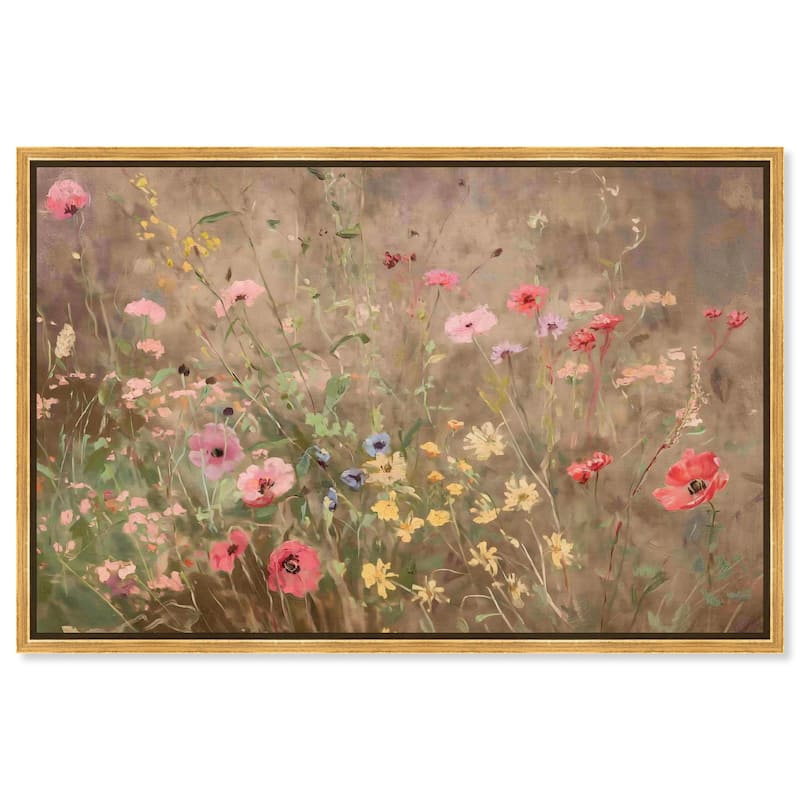 Wildflower Meadow Canvas by Art Remedy - 15" x 10" - Gold