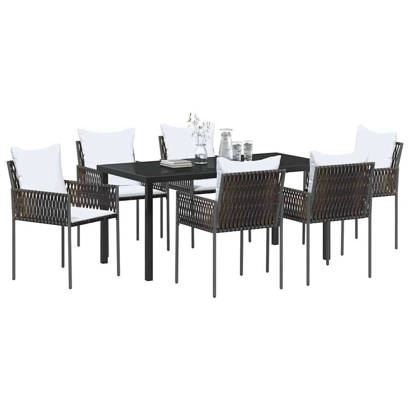 vidaXL Garden Dining Set Brown and Black PE Rattan