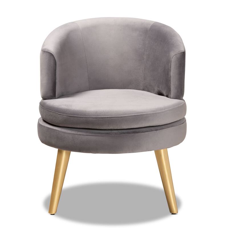 Baptiste Glam and Luxe Velvet and Gold Finished Wood Accent Chair