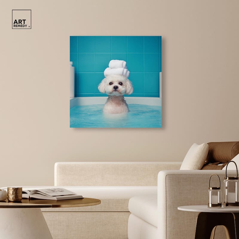 Fluff in the Tub Canvas by Art Remedy, Gallery Wrapped