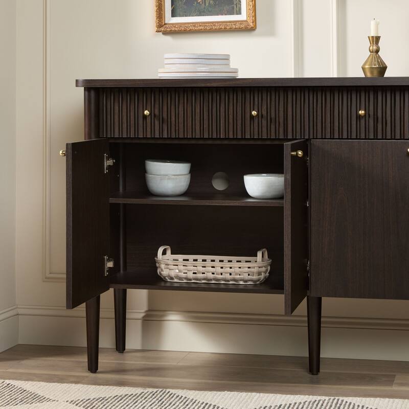 Walker Edison Modern Fluted Wood Buffet Sideboard with Storage
