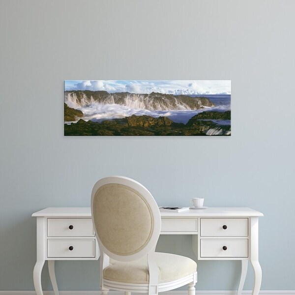 Easy Art Prints Panoramic Image 'Surf, Seastack, Playa Los Cerritos, Cerritos, Baja California Sur, Mexico' Canvas Art