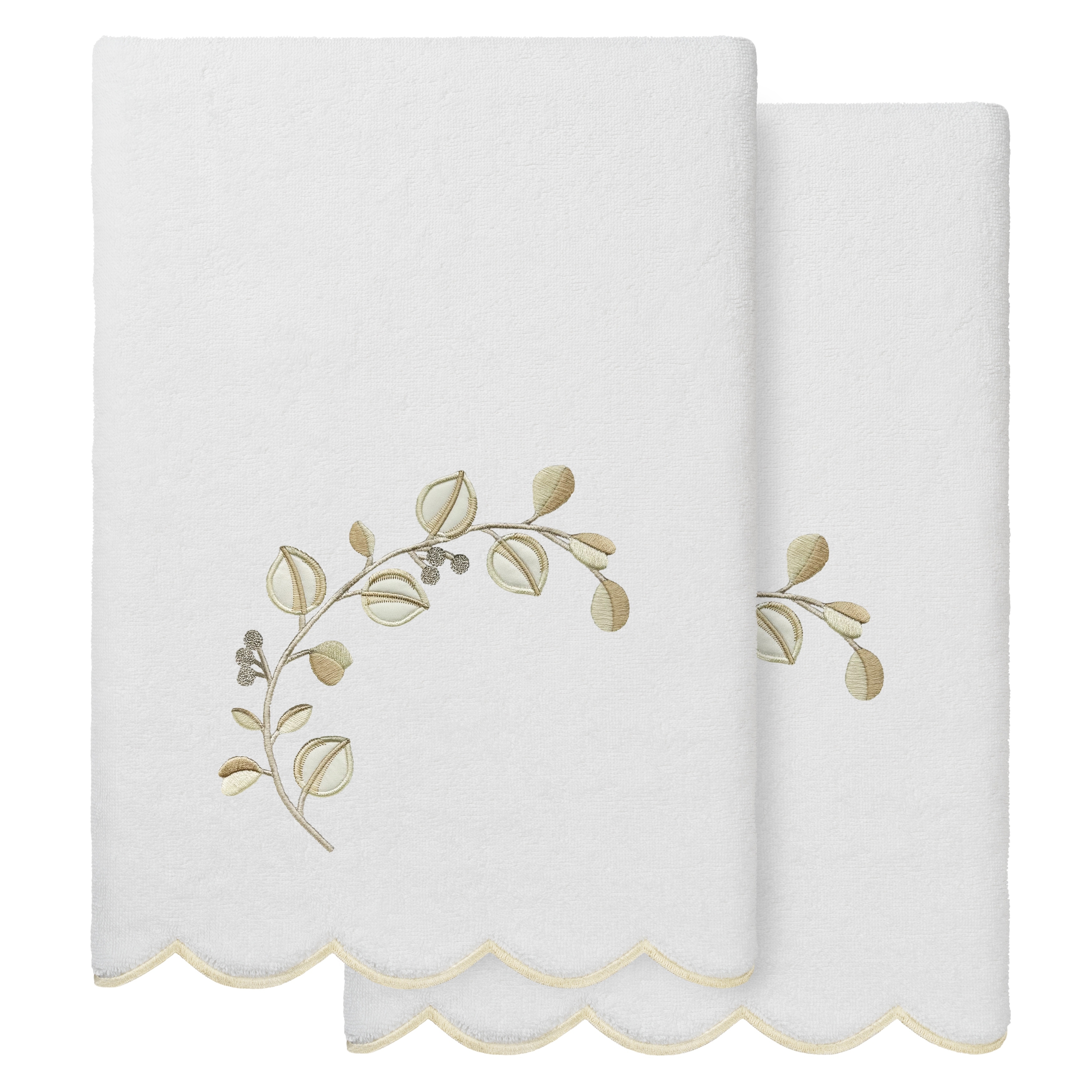 Authentic Hotel and Spa 100% Turkish Cotton WILD BRANCH Scallop Embellished Towel Collection