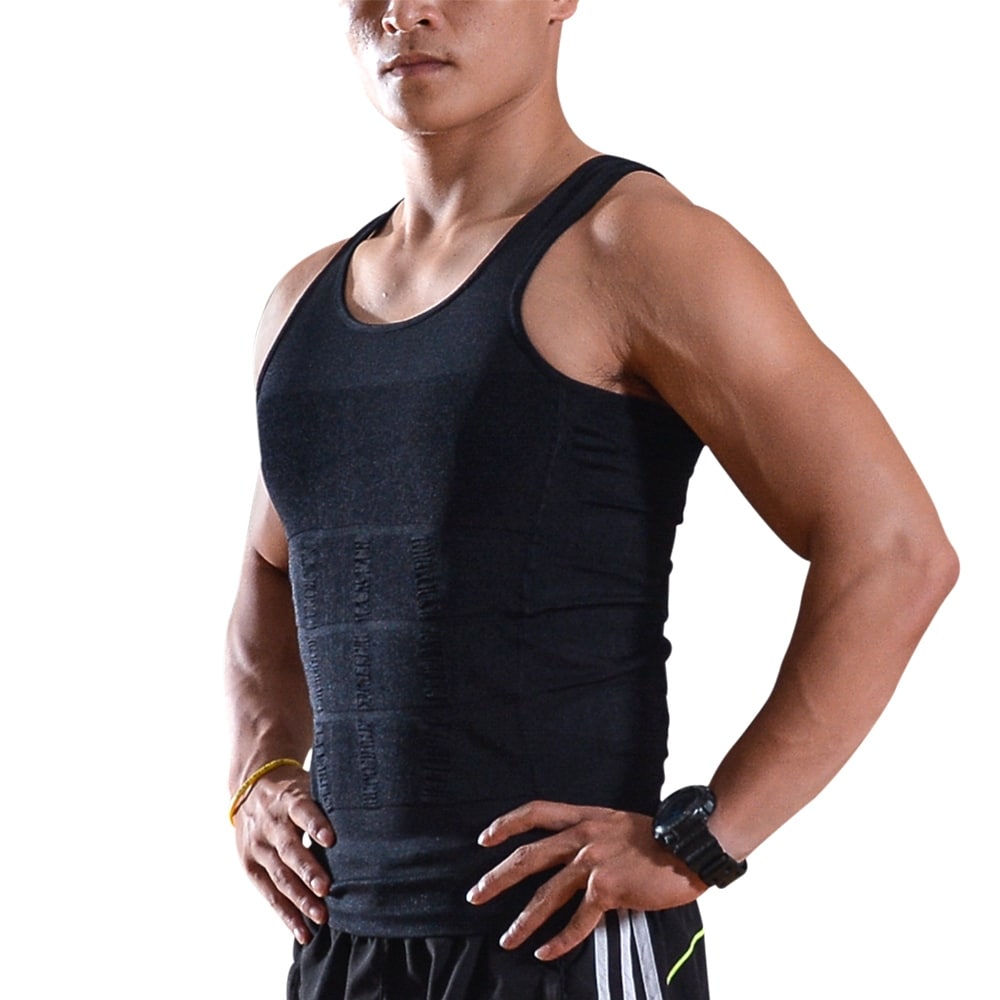 Slimming Vest Belly Waist T-Shirt Tops Shaper Men's Gym Trainer Body Compression 
