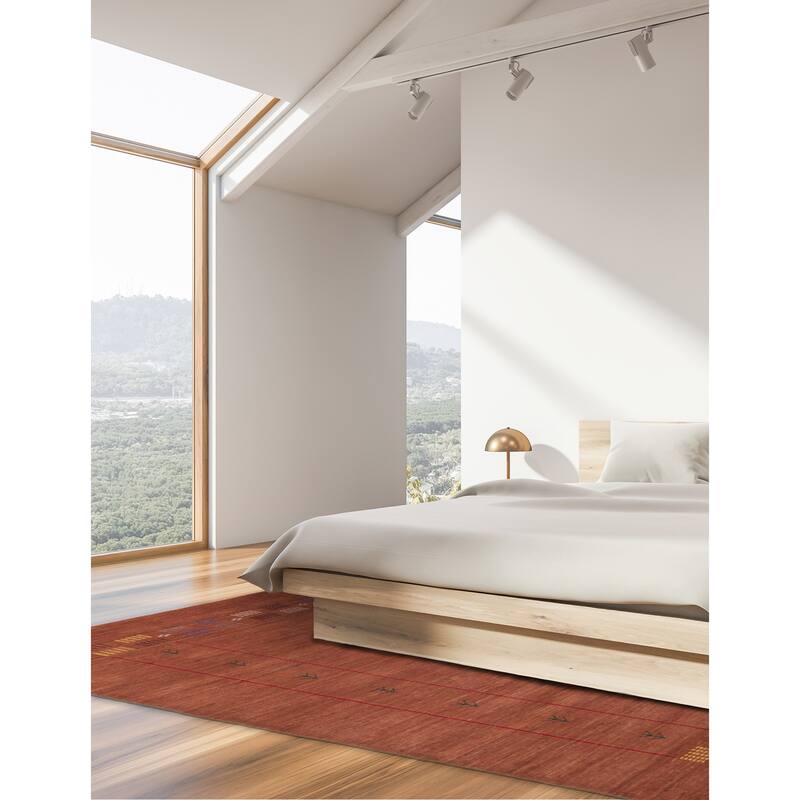 ECARPETGALLERY Hand Loomed Kashkuli Gabbeh Copper Wool Rug - 4'10 x 7'10