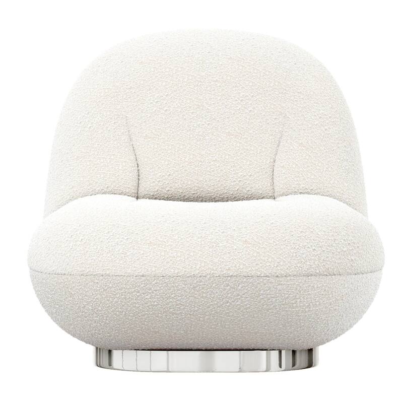 HomeRoots 30" White And Silver Boucle Slipper Chair - 30.3' X '25.6' X '33.5