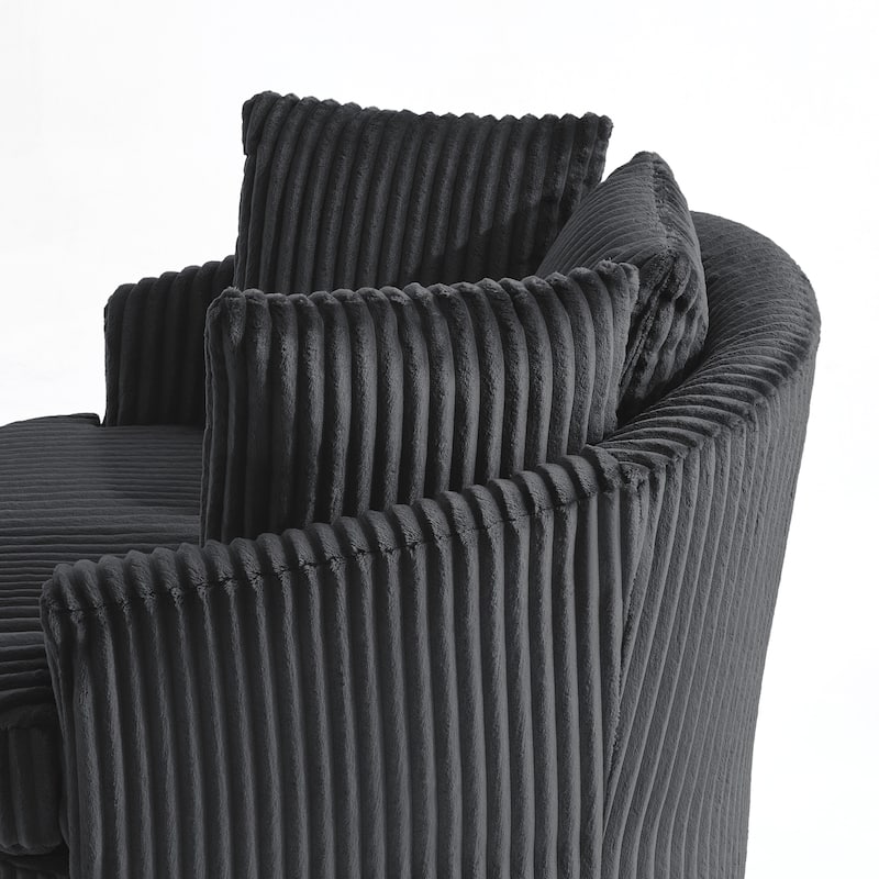 UIXE Oversize 43" Plush Corduroy Swivel Barrel Chair Comfy Accent Chair For Living Room