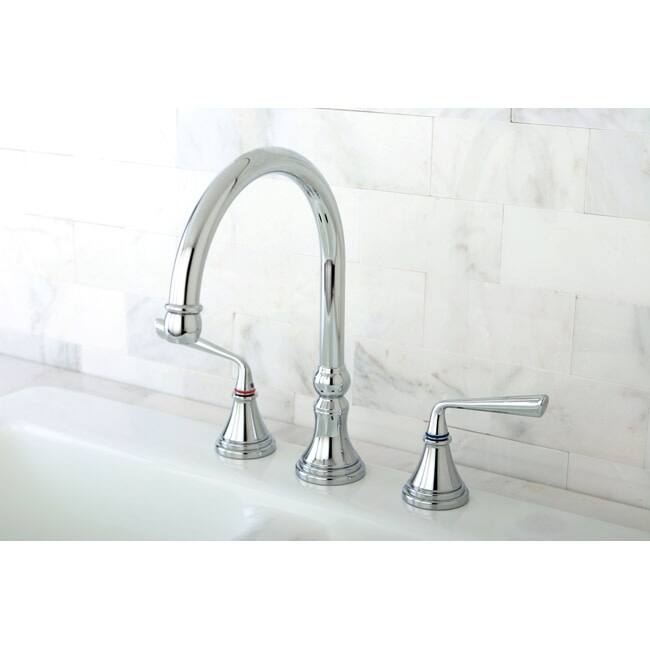 Kingston Brass Silver Sage Widespread Kitchen Faucet with Metal Lever