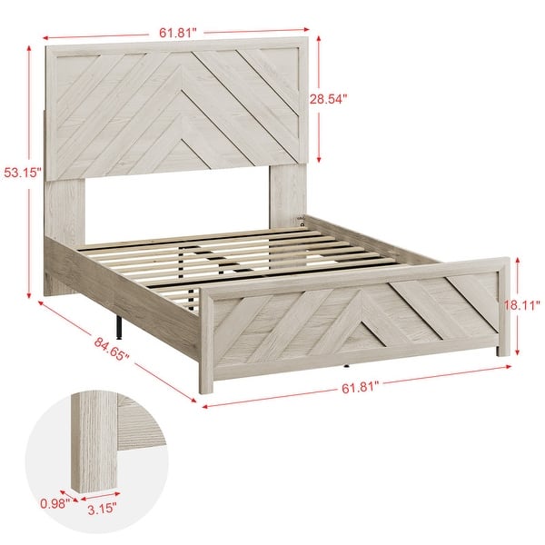 Modern MDF Bed Frame with Diagonal Striped Design - Bed Bath & Beyond ...