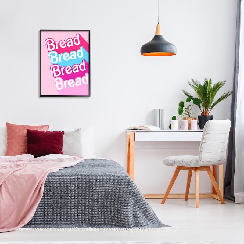 Stupell Glam Bread Phrase Framed Giclee Art Design by Daphne Polselli