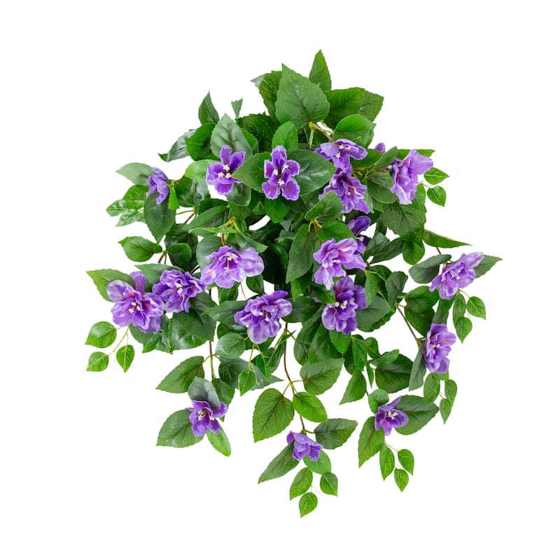 24-in UV Resistant Artificial Azalea Hanging Plant - Set of 3