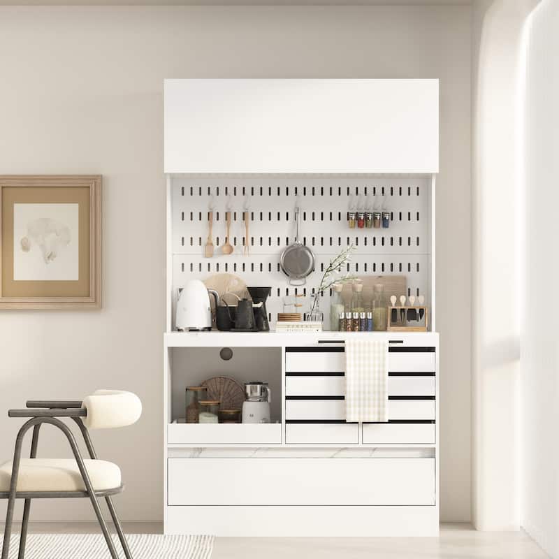 Modular Kitchen Pantry Hutch 4-in-1 Pantry Cabinet Storage Cupboard - 47.2"W*78.7"H - White