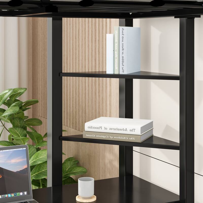 Twin Size Metal Loft Bed with Integrated Desk and Storage, Study & Sleep Space-Saving Solution